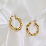 Unique Wave Spiral Stainless Steel 18K Gold Plated Hoop Earrings for Women