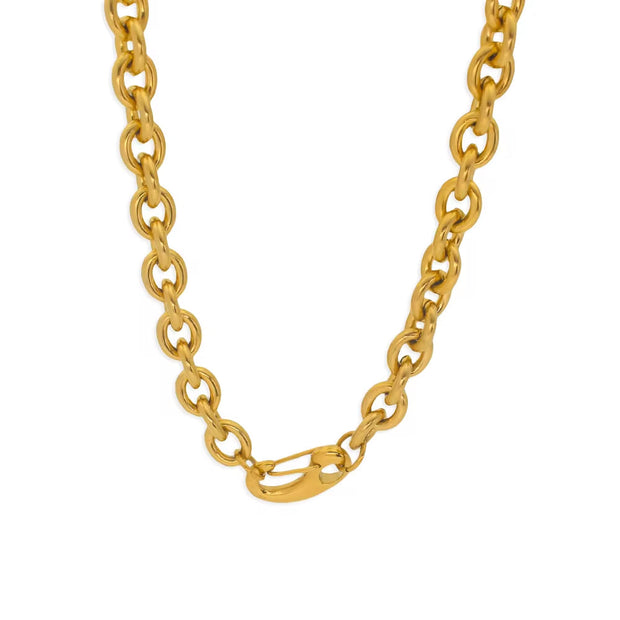 2 Styles High Quality Stainless Steel Chain Necklace 18K Gold Plated Unique Kidney Bead Clasp Neck Jewelry