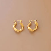2024 Fashion Serial Double Ring 18K Gold Plated Buckle Earrings Wholesale