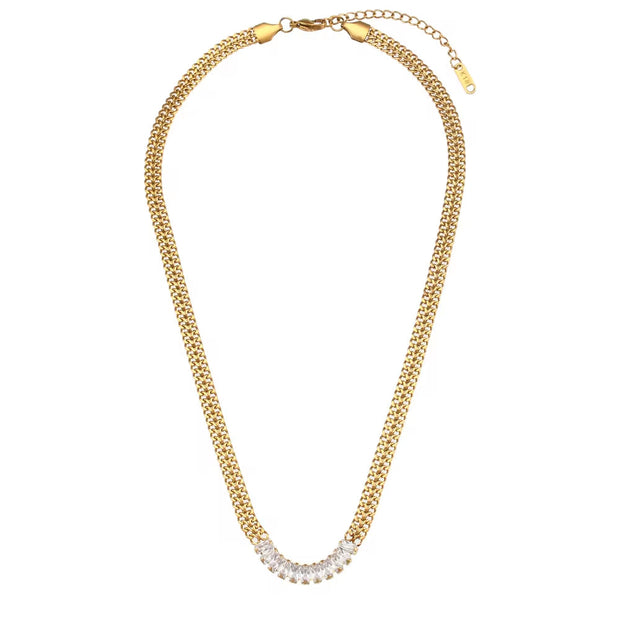 Zircon Beaded Necklace Gold Plated Choker Set Stainless Steel Necklaces Fashion Jewelry Necklaces