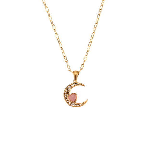 Wholesale Titanium Steel Necklace Set Tarnish Free Jewelry Natural Stone Zircon Pendant Necklace