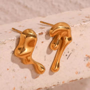 Waterproof Jewelry 2023 Melting Style Stainless Steel Stud Earrings for Women Summer Jewelry