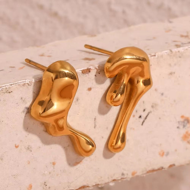 Waterproof Jewelry 2023 Melting Style Stainless Steel Stud Earrings for Women Summer Jewelry