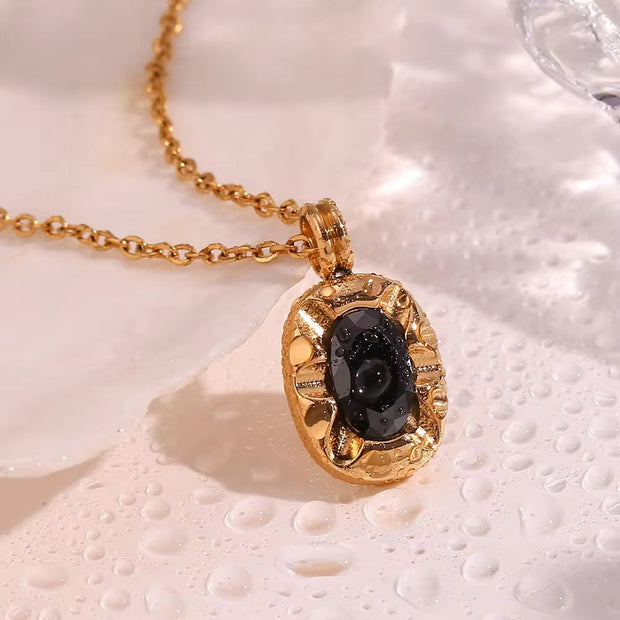 Waterproof Jewelry Square Zircon Pendant Necklace Gold Plated Stainless Steel Necklace Collier En Acier Inoxydable