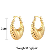 Wild Trendy Croissant Hoop Earrings Stainless Steel 18K Gold Statement Earrings
