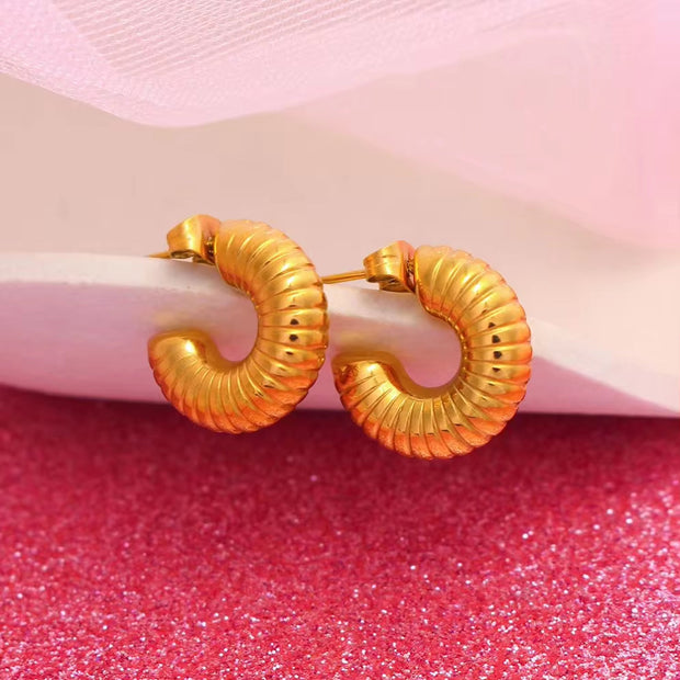 Y2K Trendy Chunky Vintage Boho Design Light Weight Large Wide Hollow Gold Plated Dome Chunky Hoop Earrings