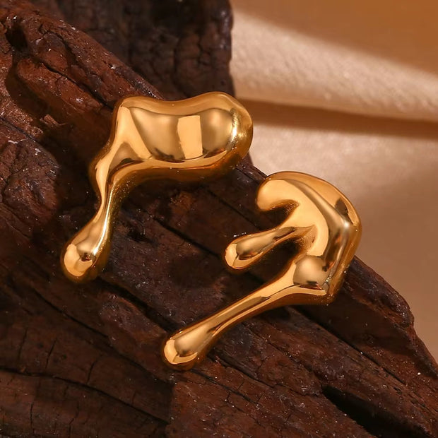 Waterproof Jewelry 2023 Melting Style Stainless Steel Stud Earrings for Women Summer Jewelry