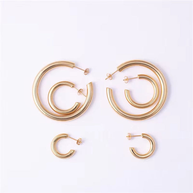 20/25/35/45Mm Fashionable Waterproof PVD 18K Gold Plated Stud CC Jewelry Earrings Stainless Steel Chunky Earrings for Women