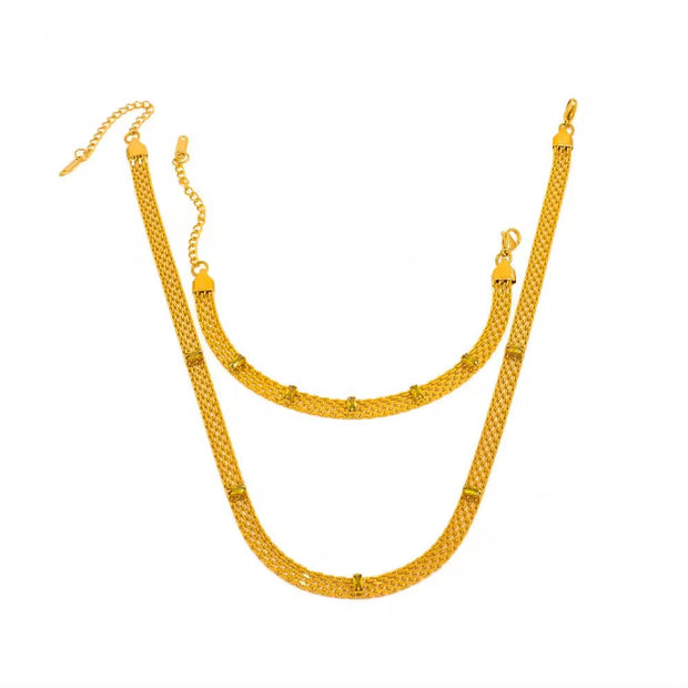 Vintage Collar Necklace Stainless Steel 18K Gold Plated Statement Clavicle Chain Mesh Chain Zircon Baguette Choker