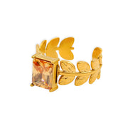 18K Gold Plated Stainless Steel Cubic Zirconia Rings Adjustable Open Shiny Cz Zircon Stone Wedding Band Ring