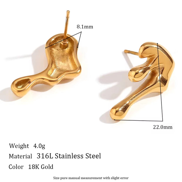 Waterproof Jewelry 2023 Melting Style Stainless Steel Stud Earrings for Women Summer Jewelry