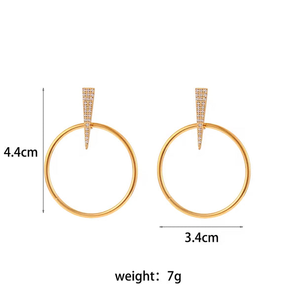 18K Gold Plated Statement Earrings 2024 Micro Pave Zircon Stud Earring Tarnish Free Hoop Earring