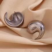 Winding Water Wave Stud Earrings for Women Gold Plated Earrings 316L Stainless Steel Jewelry