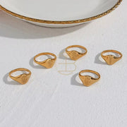 Tarnish Free Wildflower Signet Rings Set Stainless Steel PVD Gold Plated Chunky Rings Minimalist Jewelry
