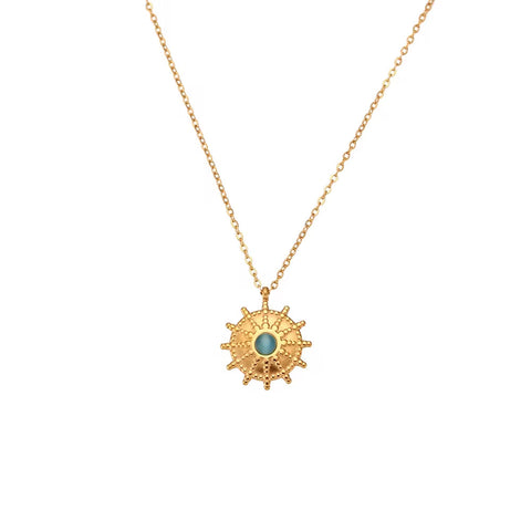 Wholesale Titanium Steel Necklace Set Tarnish Free Jewelry Natural Stone Zircon Pendant Necklace