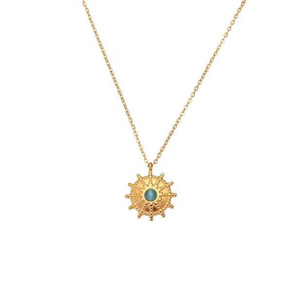 Wholesale Titanium Steel Necklace Set Tarnish Free Jewelry Natural Stone Zircon Pendant Necklace