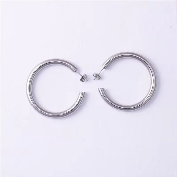 20/25/35/45Mm Fashionable Waterproof PVD 18K Gold Plated Stud CC Jewelry Earrings Stainless Steel Chunky Earrings for Women