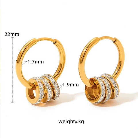 Trendy Multi-Circle Earrings Jewelry Women Dismountable Hoop Stainless Steel Earrings