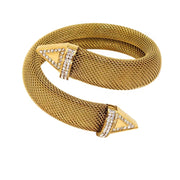 12Mm 16Mm Wide Thick Mesh Stainless Steel Cuff Bangle Elegant Women'S Charm Iced Out Arrows Design Gold Bracelet