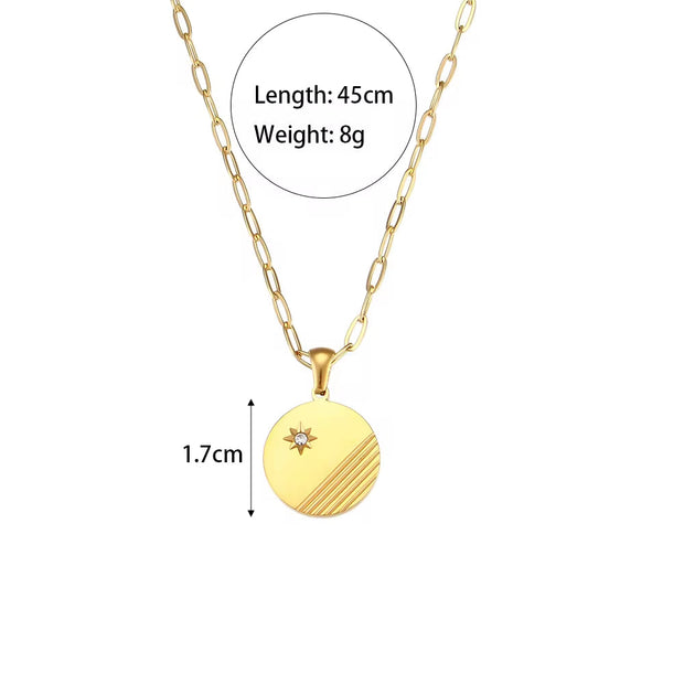 Vintage Jewelry Gold Plated Pendant Necklace Engraved Stainless Steel Jewelry Necklaces Set
