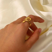 18K Gold Plated Stainless Steel Snake Dainty Design Trendy High Polished Adjustable Rings Hip Hop