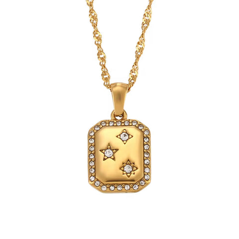 Wholesale Titanium Steel Necklace Set Tarnish Free Jewelry Natural Stone Zircon Pendant Necklace