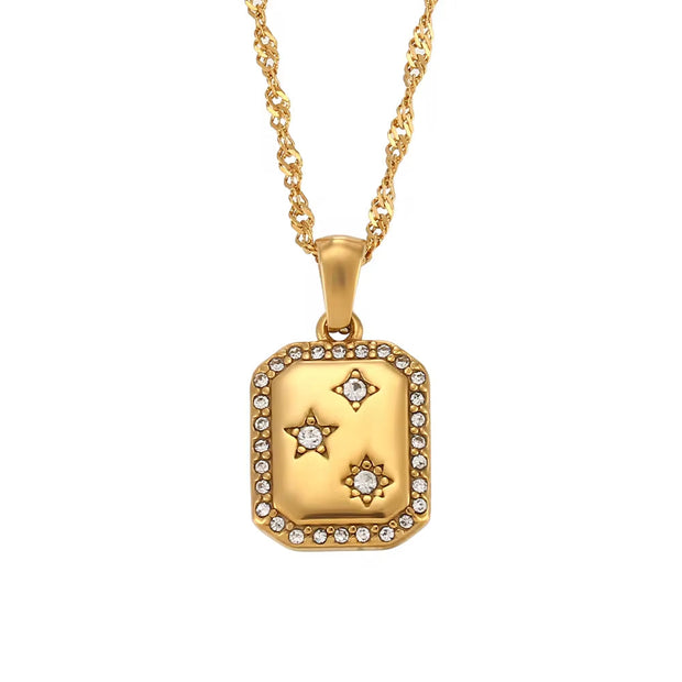 Wholesale Titanium Steel Necklace Set Tarnish Free Jewelry Natural Stone Zircon Pendant Necklace