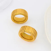 12Mm Thick Chunky Stainless Steel Elastic Bracelet Rings Jewelry Set Men Women Stylish PVD Gold Plated Ornaments