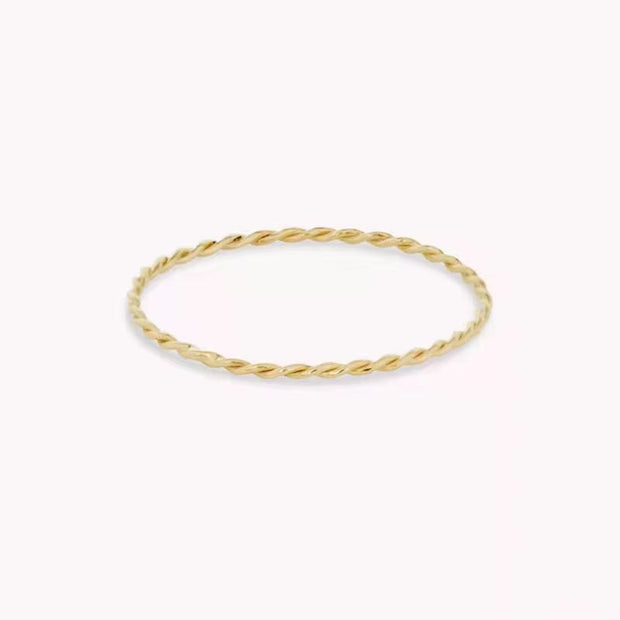 18K PVD Gold Plated Stainless Steel Ins Jewelry Waterproof Fashion Rope Cross Stripe Ring