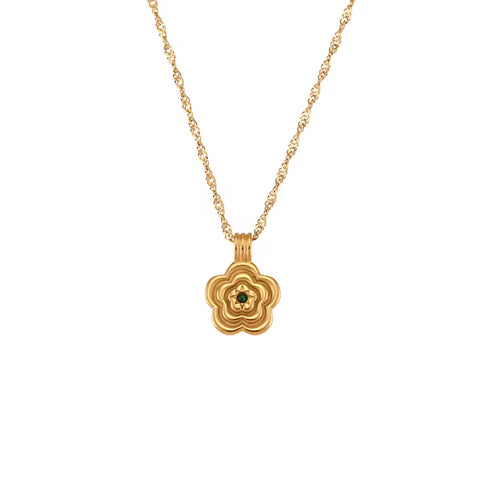 Wholesale Titanium Steel Necklace Set Tarnish Free Jewelry Natural Stone Zircon Pendant Necklace