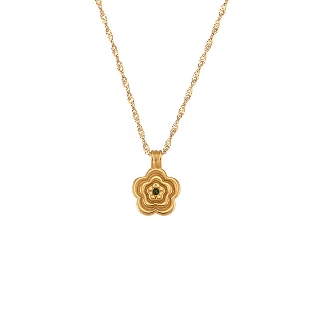 Wholesale Titanium Steel Necklace Set Tarnish Free Jewelry Natural Stone Zircon Pendant Necklace