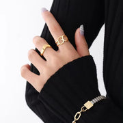 Wholesale Fashion Waterproof Jewelry 18K Gold Plated Stainless Steel Irregular Opening Ring for Women