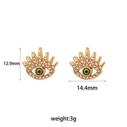 Vintage Zircon Evil Eye Stud Earring for Women 18K Gold Plated Stainless Steel Fashion Jewelry Earrings