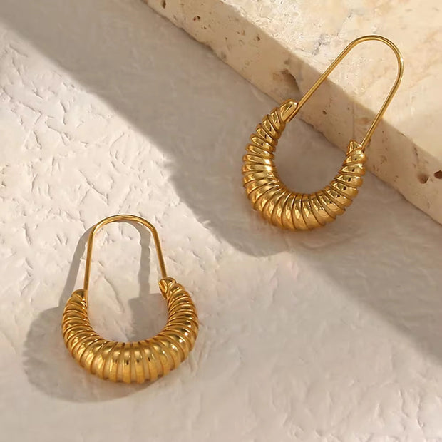 Trendy Safety Pin Paper Clip Earrings Stainless Steel Croissant Hoop Earrings Women Jewelry
