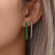 Zirconia Stud Earrings 18K Plated Zircon Stone Earring Stainless Steel Gold Chain Diamond Earrings