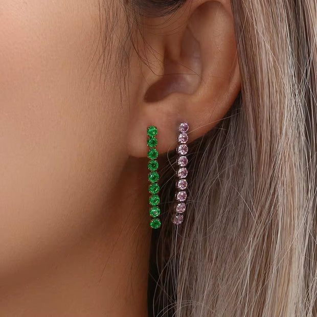 Zirconia Stud Earrings 18K Plated Zircon Stone Earring Stainless Steel Gold Chain Diamond Earrings