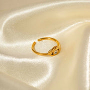 Trendy Devil'S Eye Cubic Zirconia Open Ring 18K PVD Gold Plated Stainless Steel Czs Ring for Women