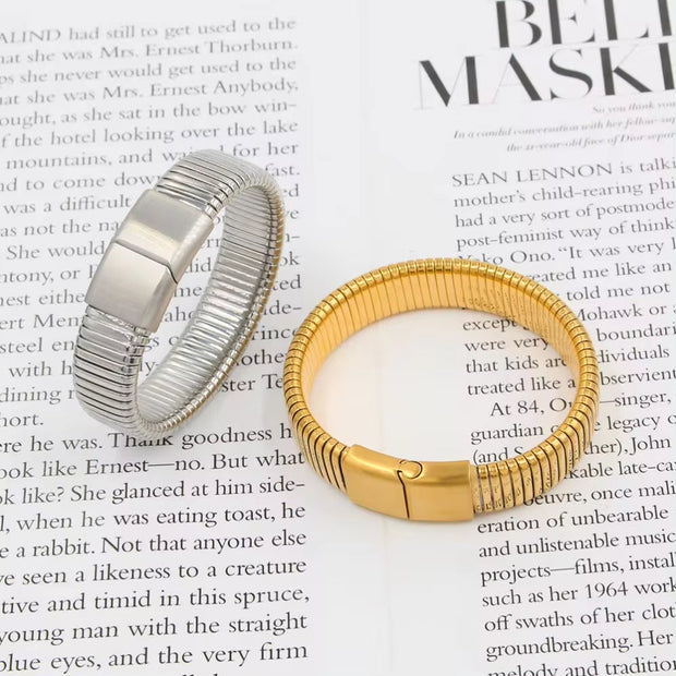 Waterproof 16MM Stainless Steel Elastic Bracelets Fine Jewelry Buckle Bangle Metal Hand Accessories Birthday Gift