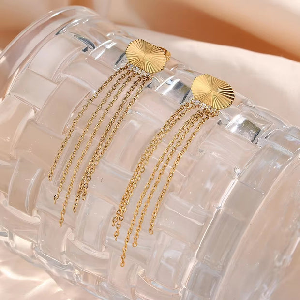 Wholesale Tassel Drop Earrings Gold Plated Stainless Steel Stud Earring Piercing Jewelry Tassel Earrings Bohemian