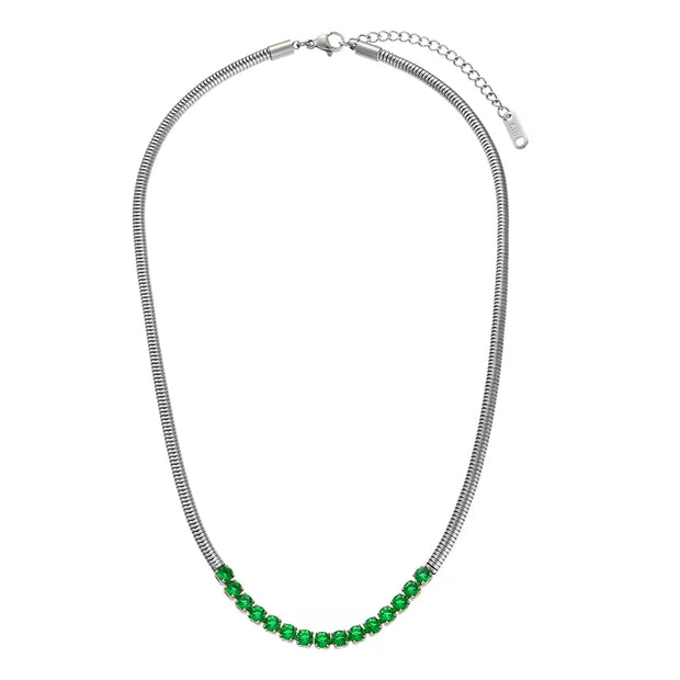 Zircon Beaded Necklace Gold Plated Choker Set Stainless Steel Necklaces Fashion Jewelry Necklaces
