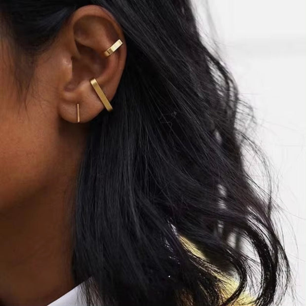 Tarnish Free Stylish J Shape Stud Earrings Cool Design Stainless Steel 18K Gold Plated Designer Earrings