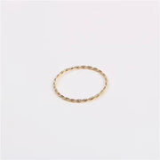 18K PVD Gold Plated Stainless Steel Ins Jewelry Waterproof Fashion Rope Cross Stripe Ring