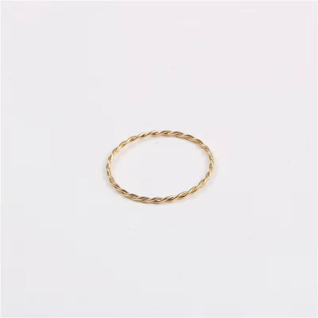 18K PVD Gold Plated Stainless Steel Ins Jewelry Waterproof Fashion Rope Cross Stripe Ring
