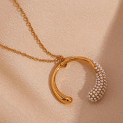 2024 Jewelry Pearl Moon Necklace 18K Gold Plated Jewelry Stainless Steel Pendant Necklace Women Jewelry