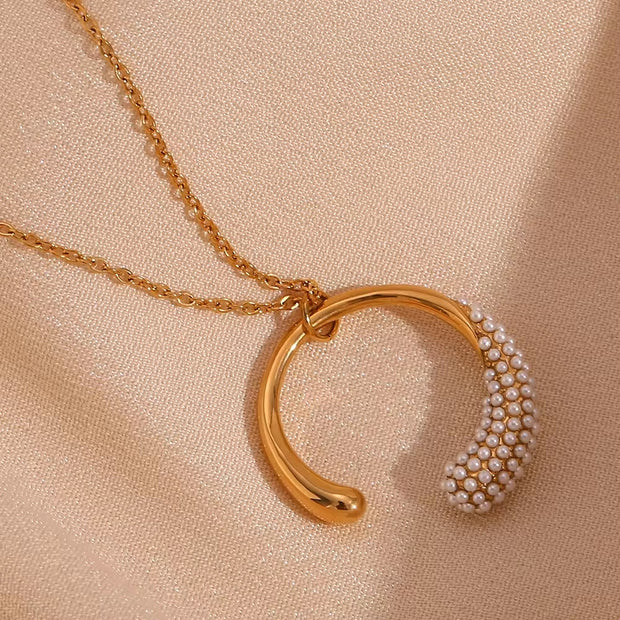 2024 Jewelry Pearl Moon Necklace 18K Gold Plated Jewelry Stainless Steel Pendant Necklace Women Jewelry