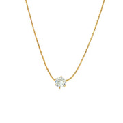 Waterproof Brilliant Solitaire Cubic Zirconia Pendant Necklace Ins 18K Gold Plated Diamond Stainless Steel Necklace Jewelry