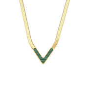 Tarnish Free V Shape Snake Chain Choker Necklace 18K Gold Plated Stainless Steel Chain Necklace
