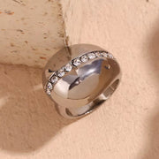 Water Drop Crystal Rhinestone Statement Rings Gold Plated Jewelry Waterproof Stainless Steel Rings