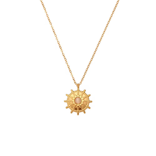 Wholesale Titanium Steel Necklace Set Tarnish Free Jewelry Natural Stone Zircon Pendant Necklace