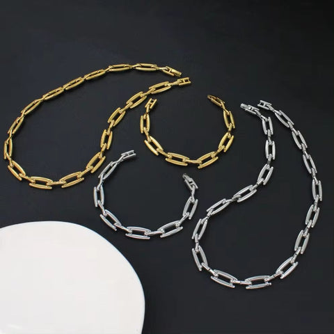 10Mm Wide Gold Silver Color Stainless Steel Jewelry SET Unisex High Quality DIY Chain Accessories Waterproof Low MOQ